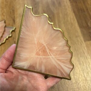 Set of 4 hand made resin coasters. Pink quartz look